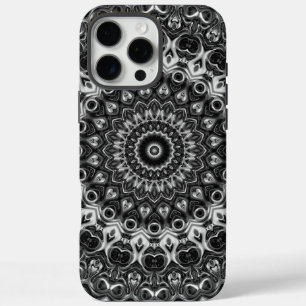 Black and White Mandala Geometric Design iPhone 16 Pro Max Case