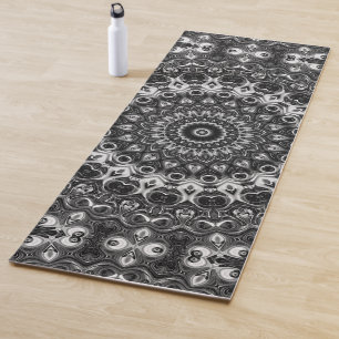 Black and White Mandala Geometric Design Yoga Mat