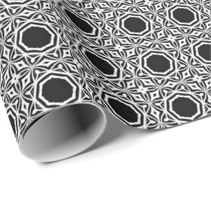 Black and White Mandala lines Pattern 1 Wrapping Paper
