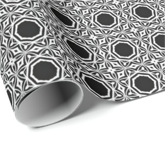 Black and White Mandala lines Pattern 1 Wrapping Paper