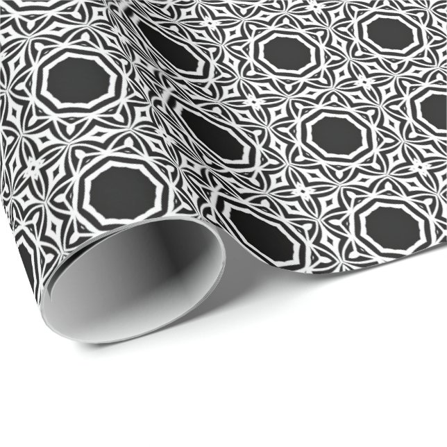 Black and White Mandala lines Pattern 1 Wrapping Paper (Roll Corner)