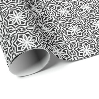 Black and White Mandala lines Pattern 4 Wrapping Paper