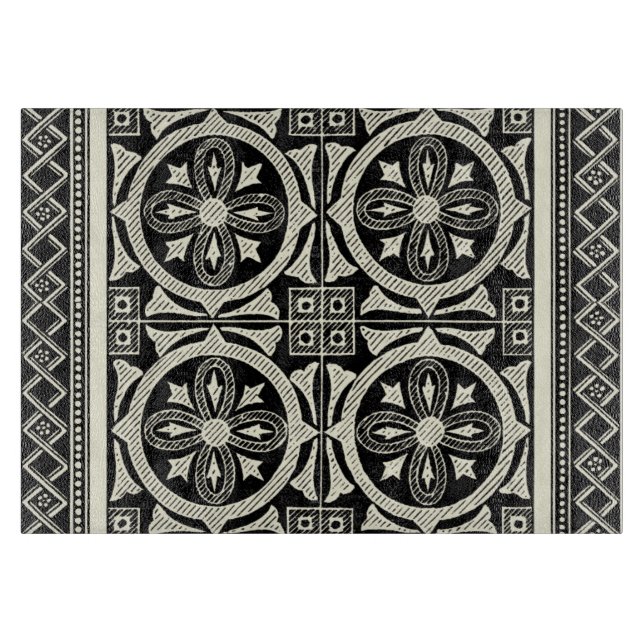 Black and White Mandala Motif by Vision Studio Cutting Board (Front)