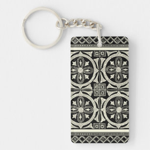 Black and White Mandala Motif by Vision Studio Key Ring