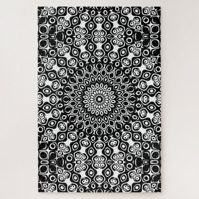 Black and White Mandala Pattern Jigsaw Puzzle (Vertical)