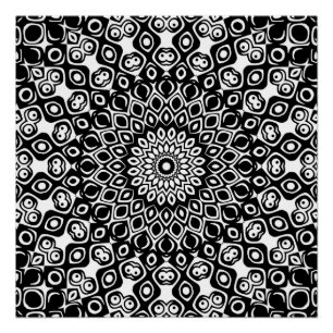 Black and White Mandala Pattern Poster