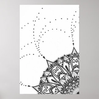Black and white mandala poster