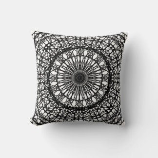 Black and White Mandala Throw Pillow