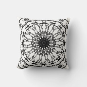 Black and White Mandala Throw Pillow
