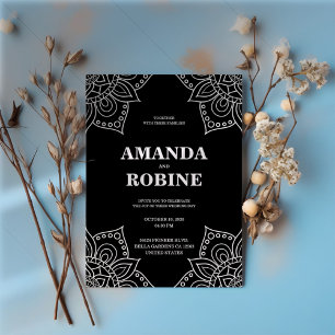 Black and White Mandala Wedding Invitation