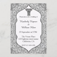 Black And White Mandala Wedding Invitation