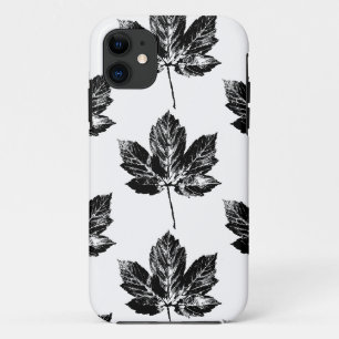 Black and White Maple Leaf Print Case-Mate iPhone Case