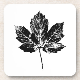 Black and White Maple Leaf Print Coaster