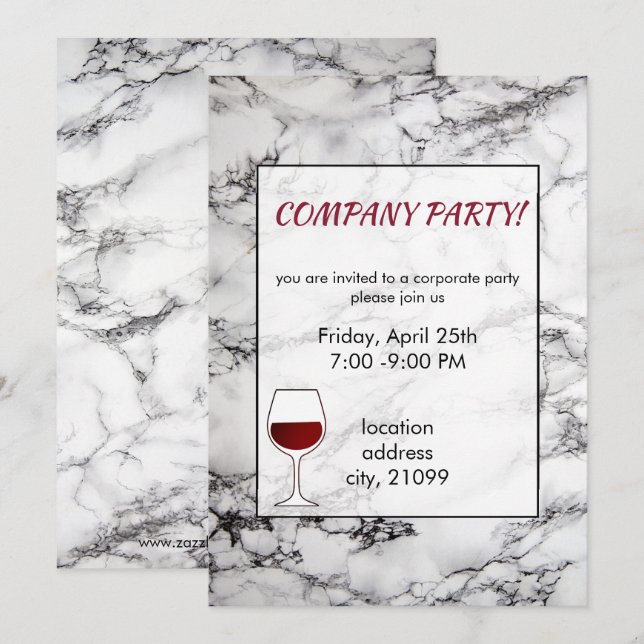 Black And White Marble And Glass Invitation (Front/Back)