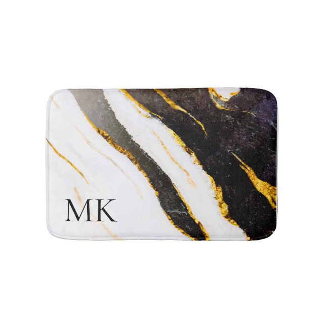 Black and White Marble Bath Mat (Front)