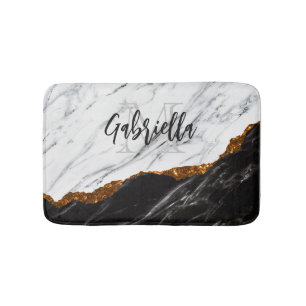 Black and White Marble Bath Mat
