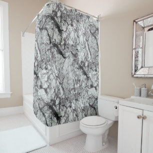 Black and White Marble Design Shower Curtain