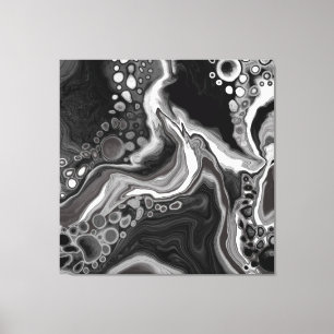 Black and White Marble Digital Fluid Art Canvas Print