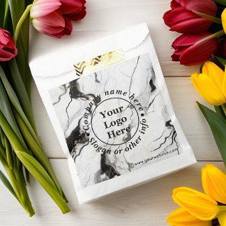 Black and white marble favour bags
