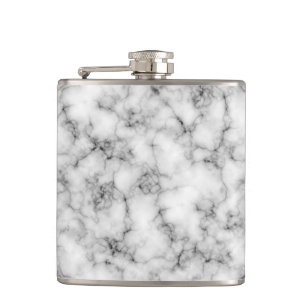 Black and White Marble Finish Hip Flask