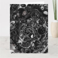 Black and White Marble Fluid Art Happy Birthday