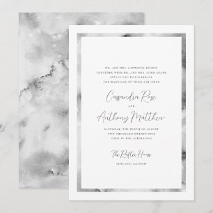Black and White Marble Frame Formal Script Wedding Invitation