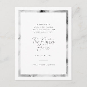 Black and White Marble Frame Wedding Reception Enclosure Card