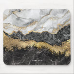 Black and White Marble Gold Foil Monogram Mouse Pad<br><div class="desc">Customizable mousepad featuring gray and black marble with faux gold foil and glitter accents. Personalize by adding a name,  monogram or short phrase. This marble mousepad will be perfect as a personalized gift.</div>