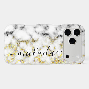 Black and white marble gold sparkle Custom name