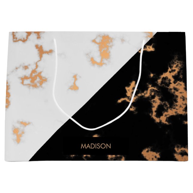 Black and White Marble Large Gift Bag (Front)