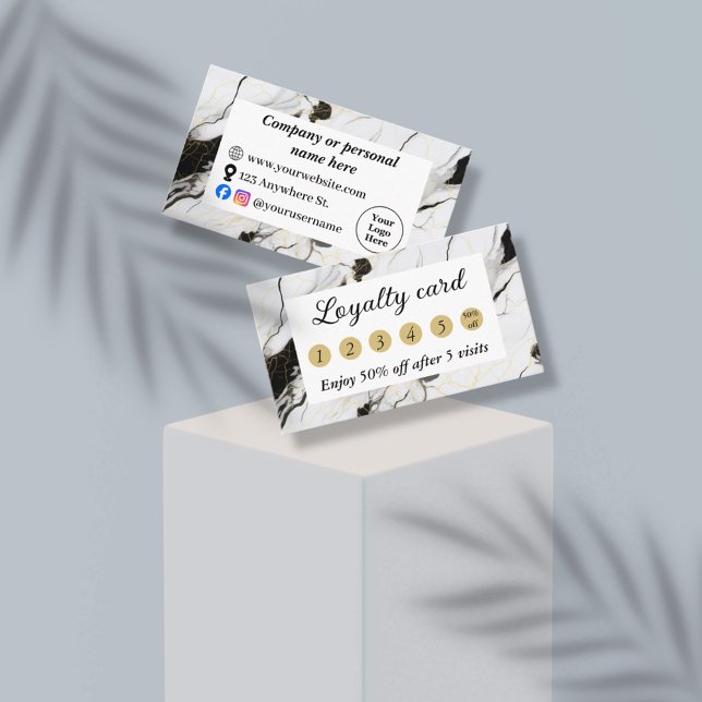 Black and white marble loyalty card (Creator Uploaded)