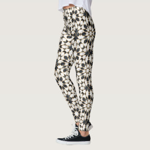 Black and White Marble Moroccan Mosaic Leggings
