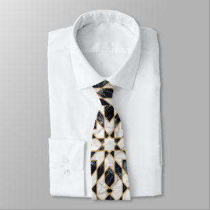 Black and White Marble Moroccan Mosaic Tie