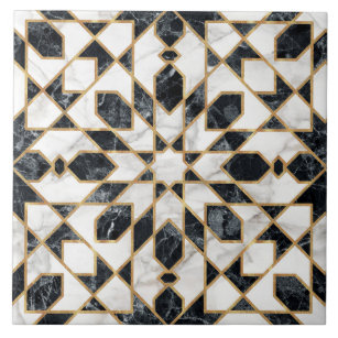 Black and White Marble Moroccan Mosaic Tile