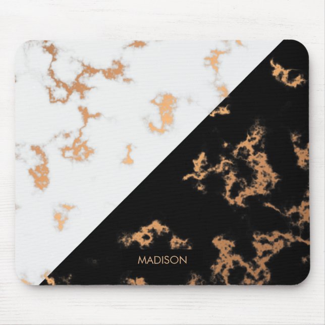 Black and White Marble Mouse Pad (Front)
