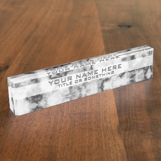 Black and White Marble Nameplate (Side)