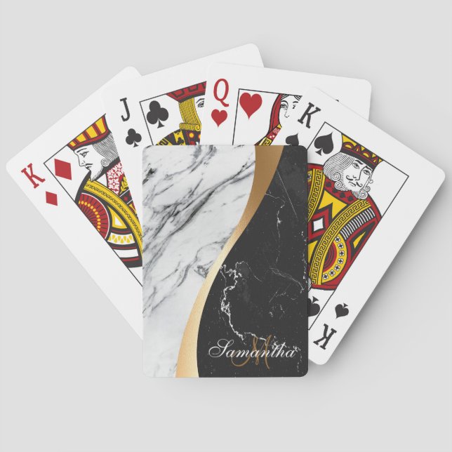 Black and White Marble Playing Cards (Back)