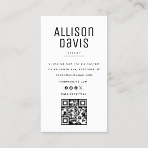Black and White Marble QR Code  Business Card