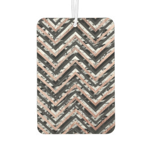 Black and White Marble Rose Gold Chevron Zigzag Car Air Freshener