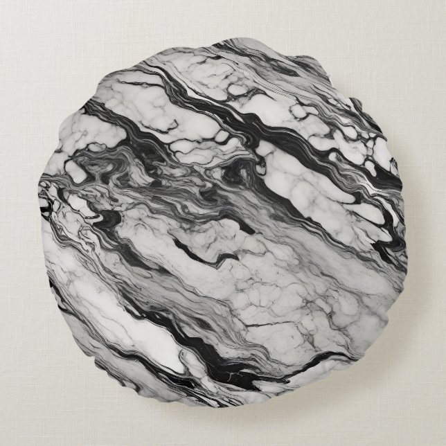 Black and white marble round cushion (Back)