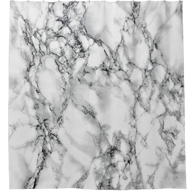 Black and White Marble Shower Curtain (Front)