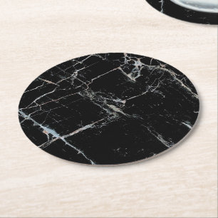 black and white marble stone round paper coaster