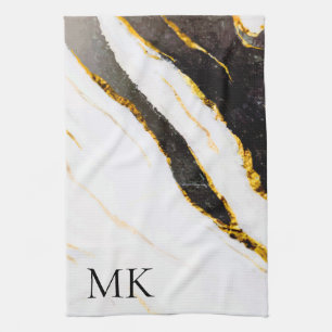 Black and White Marble Tea Towel