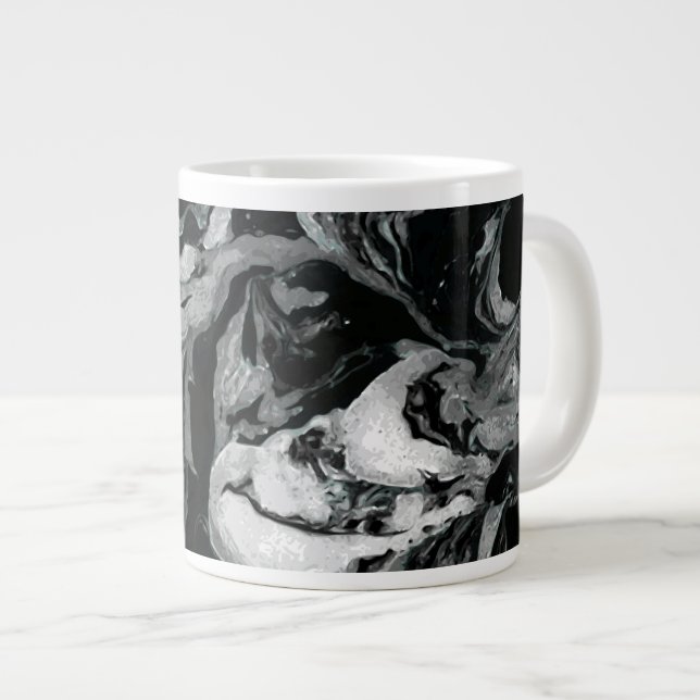 Black and white Marble texture Liquid paint art Large Coffee Mug (Front Right)