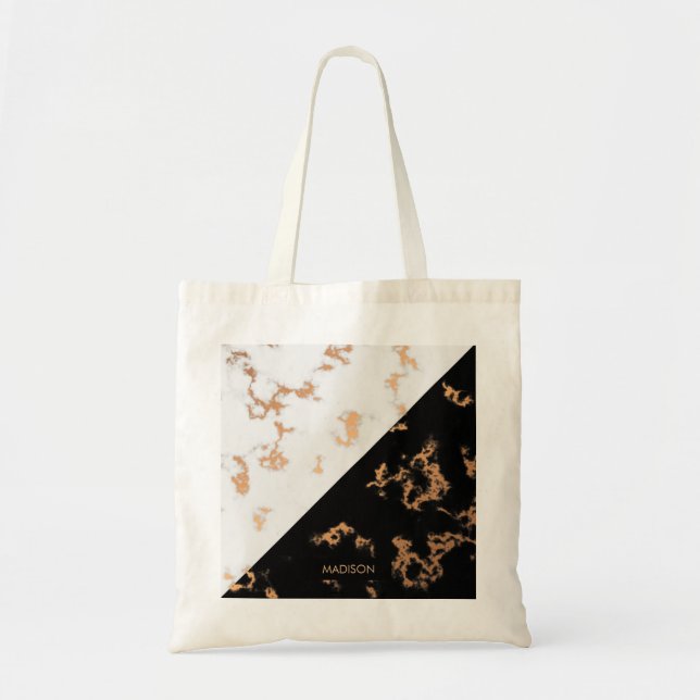 Black and White Marble Tote Bag (Front)