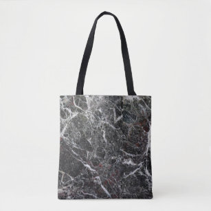 Black And White Marble. Touch Of Red Tote Bag