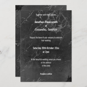 BLACK AND WHITE MARBLE WEDDING INVITATION