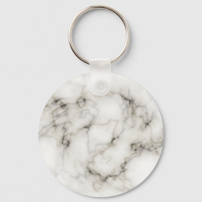 black and white marbleised stone key ring (Front)