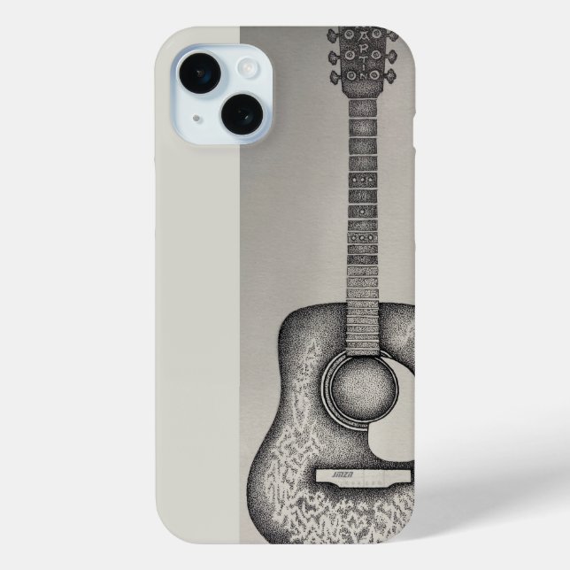Black and White Martin Acoustic Guitar Case-Mate iPhone Case (Back)