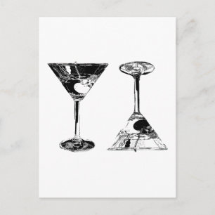 Black and White MartinisPop Art Postcard